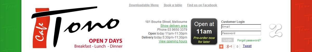 Cafe Tono Pizza Pasta Bar Melbourne